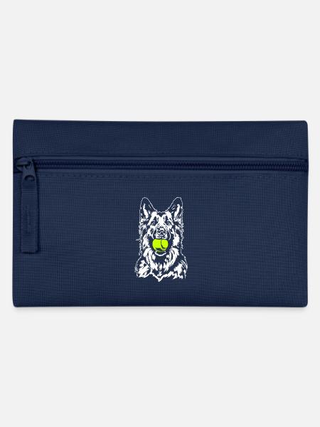 Deutscher Langhaar Schäferhund Hunde Wilsigns - Federtasche - Navy