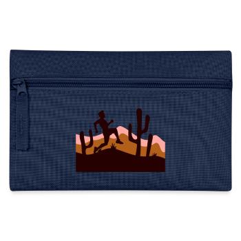Kakteen Wüste Mann Rennt Schnell Lustig Laufen - Federtasche - Navy - Vorne