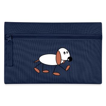 Hund Strichmännchen Geht Süß Läuft Spazieren Comic - Federtasche - Navy - Vorne