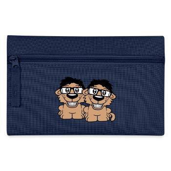 2 Dogs Nerds Horn-Rimmed Glasses Geeks Braces Smart - Pencil Case - navy - Front