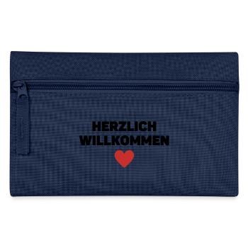 Herzlich Willkommen Lieblingsmensch Herz Liebe - Federtasche - Navy - Vorne