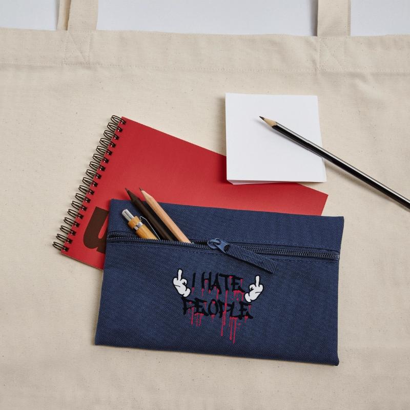 cool i hate people text graffiti spray drops blu Pencil Case