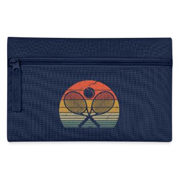 Retro Tennis Racket Tennis Player Ping Pong Game - Pencil Case - navy - Front