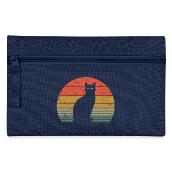 Cute Cat Retro Silhouette Cat Lover & Owner Gift - Pencil Case - navy - Front
