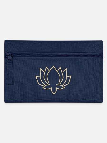 Lotus Blume creme. Blüte in edlem creme gold yoga - Federtasche - Navy