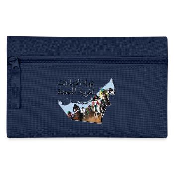 (Émirats arabes unis) Carte des Émirats encadrée courses de chevaux AE - Trousse - marine - Devant