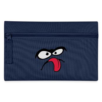 Dicke Augenbrauen Comic Gesicht Zunge Rausstrecken - Federtasche - Navy - Vorne
