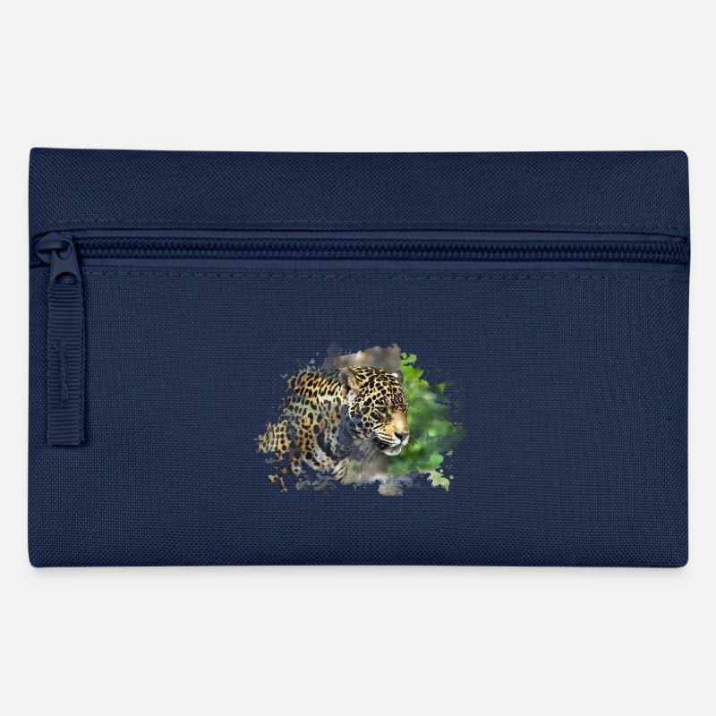 leopard - Pencil Case - navy