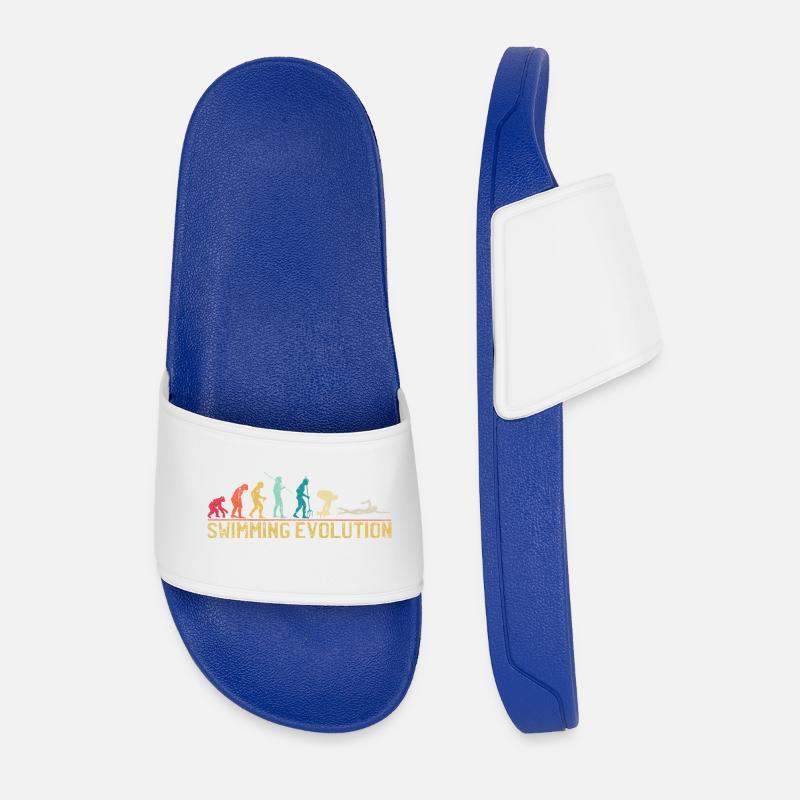 Swimming Evolution Progress Illustration - Men’s Pool Sliders - royal blue
