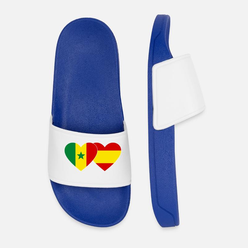 Spanien Senegal Flagge Herz - Männer Badelatschen - Königsblau