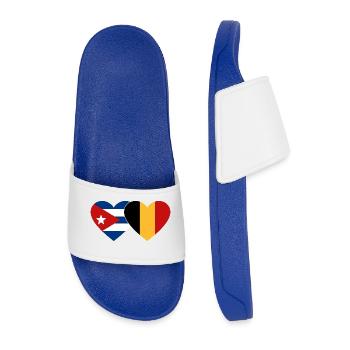 Cuba Belgium Flag Heart - Men’s Pool Sliders - royal blue - Front