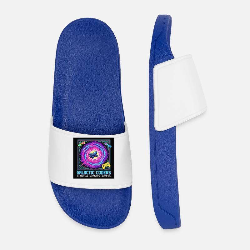 Galactic Coders Neon Pixel - Men’s Pool Sliders - royal blue