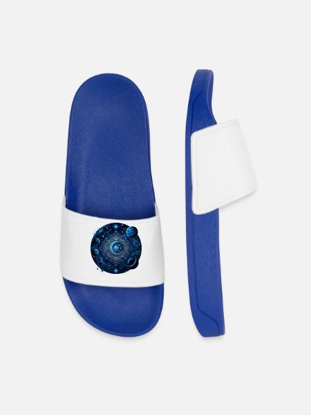 Space Planets Galaxies Stars Moons - Men’s Pool Sliders - royal blue