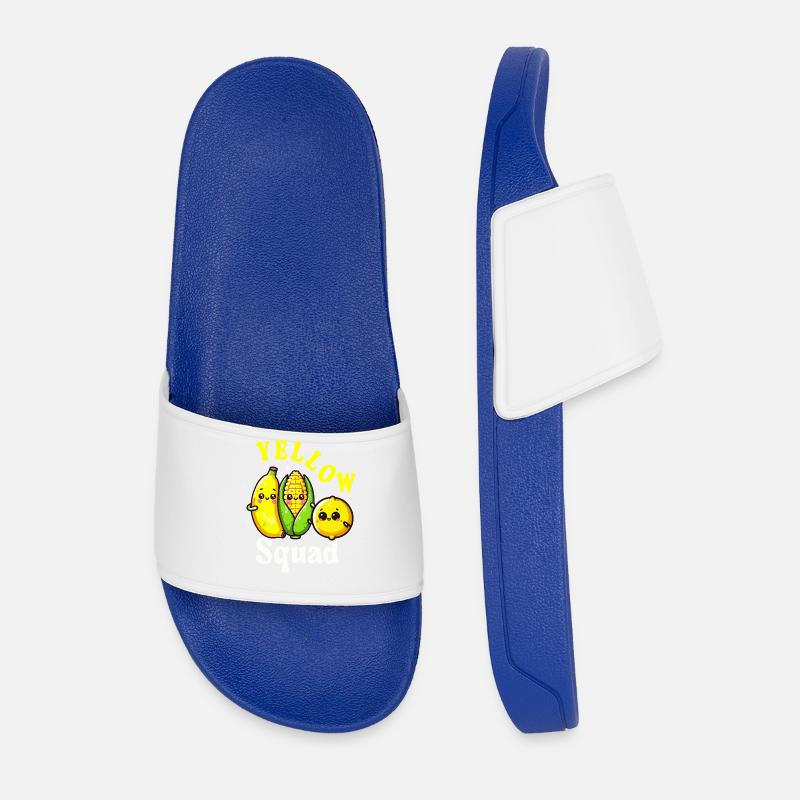 Squad Yellow Kawaii Fruit - Men’s Pool Sliders - royal blue