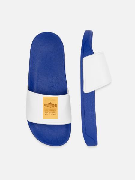 Calm Below the Surface Trout Print - Men’s Pool Sliders - royal blue