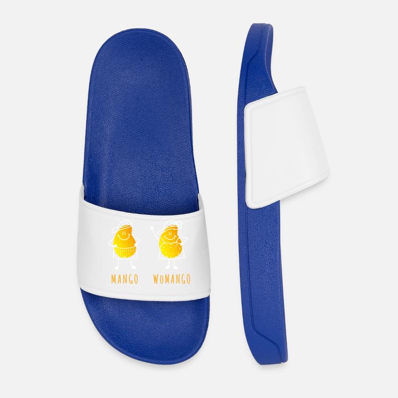 Mango - Womango - Pun, Puns - Men’s Pool Sliders - royal blue