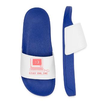 Stay Online Retro Computer - Men’s Pool Sliders - royal blue - Front