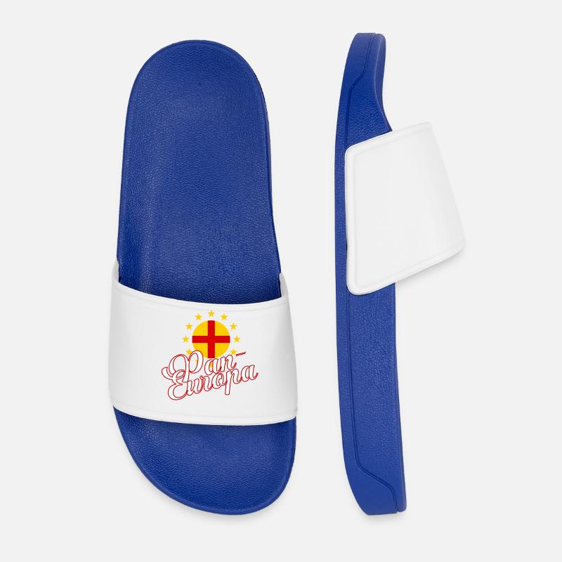 Pan-Europa Retro Script - Men’s Pool Sliders - royal blue