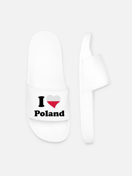 I love Poland - Men’s Pool Sliders - white