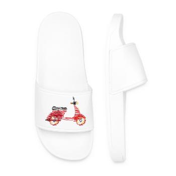 Scooter rétro – Dessin abstrait en gribouillis - Claquettes Homme - blanc - Devant