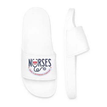 Nurses Make a Difference Everyday T-Shirt - Men’s Pool Sliders - white - Front