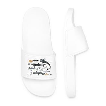 Sharks of the world: whale, porbeagle, angelfish - Men’s Pool Sliders - white - Front
