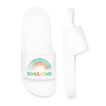 Schulkind Regenbogen Geschenk Einschulung - Männer Badelatschen - Weiß - Vorne