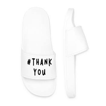 MERCI. THANKS. ANNIVERSAIRE. NAISSANCE. RETRAITE. - Claquettes Homme - blanc - Devant