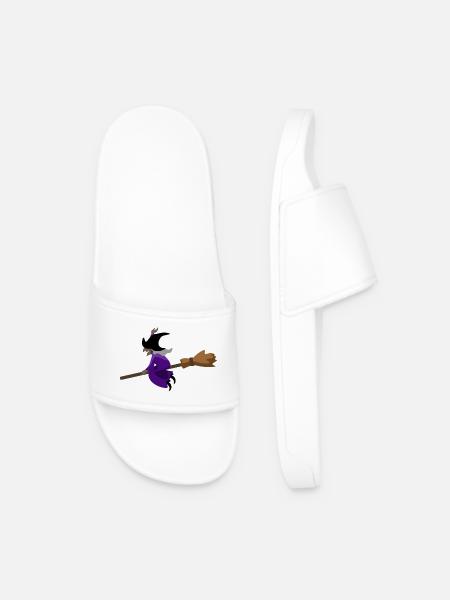 Witch flies on the broom - Men’s Pool Sliders - white