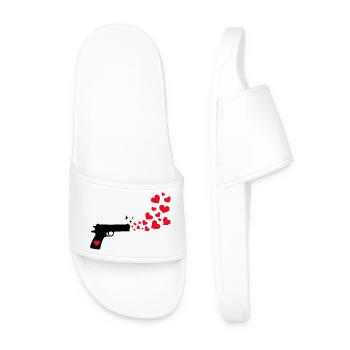 Peace Movement Heart Peace Love Statement - Men’s Pool Sliders - white - Front