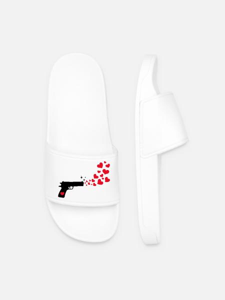 Peace Movement Heart Peace Love Statement - Men’s Pool Sliders - white