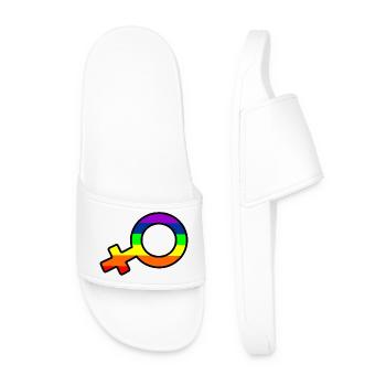Logo de femme de genre avec arc-en-ciel - Claquettes Homme - blanc - Devant