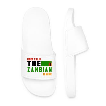 Keep Calm Sambia Flaggen Design - Männer Badelatschen - Weiß - Vorne