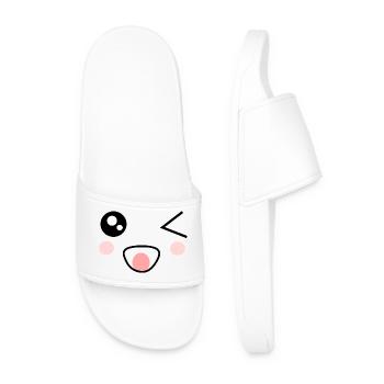Visage Kawaii Drôle Cadeau - Claquettes Homme - blanc - Devant