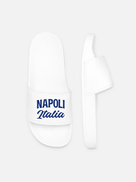 Napoli Italia Script in Blue - Men’s Pool Sliders - white