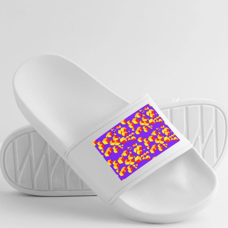 Deco pattern cube colored Men’s Pool Sliders