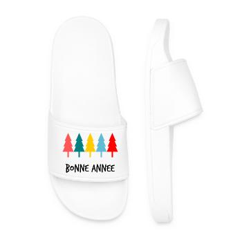 NOËL.BONNE ANNEE. SAINT SYLVESTRE. NOUVELLE ANNÉE. - Claquettes Homme - blanc - Devant