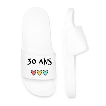 30. 30 ANS. 30e ANNIVERSAIRE. ANNIVERSAIRE 30 ANS. - Claquettes Homme - blanc - Devant