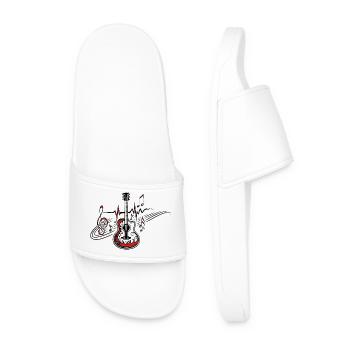 Heartbeat Guitar Musical Notes Pulse - Men’s Pool Sliders - white - Front