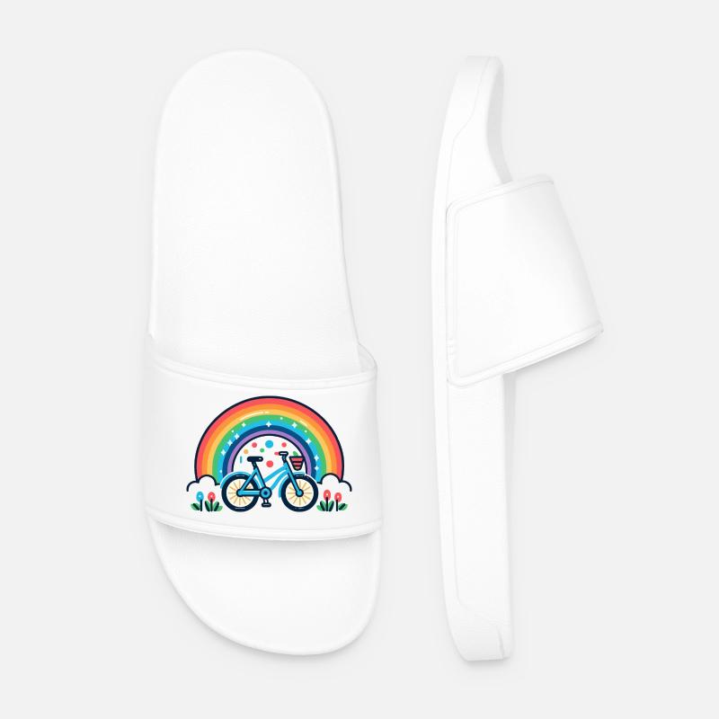 Regenbogen Fahrrad Freude Design - Männer Badelatschen - Weiß