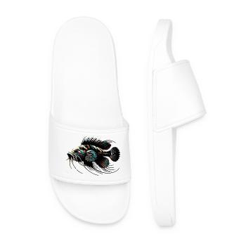Aquarium catfish, antenna catfish, minimalist - Men’s Pool Sliders - white - Front