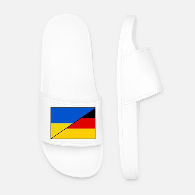 Ukraine Deutschland Flagge, Patch - Männer Badelatschen - Weiß