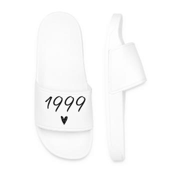 1999 Heart Birthday - Men’s Pool Sliders - white - Front
