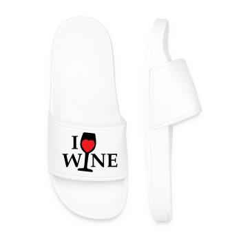 Ich liebe Wein, ich liebe Wein mit einem roten Herzen - Männer Badelatschen - Weiß - Vorne