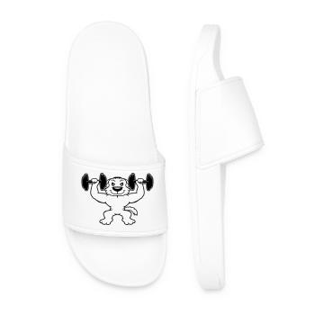 Dog Bodybuilder Strong Muscles Gym Weightlifting - Men’s Pool Sliders - white - Front