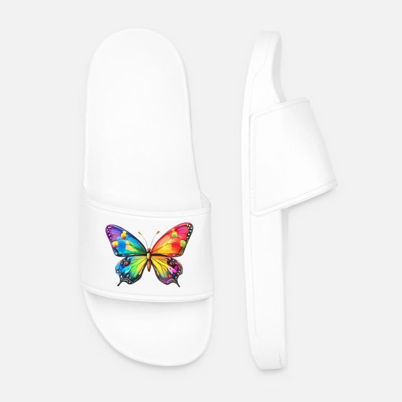 Schmetterling Regenbogen - Männer Badelatschen - Weiß