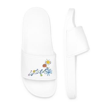 Leo – Creative Zodiac Illustration - Men’s Pool Sliders - white - Front