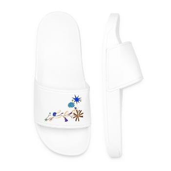 Leo – Magical Zodiac Signs and Flowers - Men’s Pool Sliders - white - Front