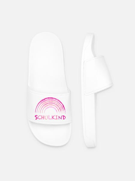 Schulkind Kreide Regenbogen pink zur Einschulung - Männer Badelatschen - Weiß