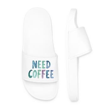 Need Coffee Watercolor Text - Claquettes Homme - blanc - Devant